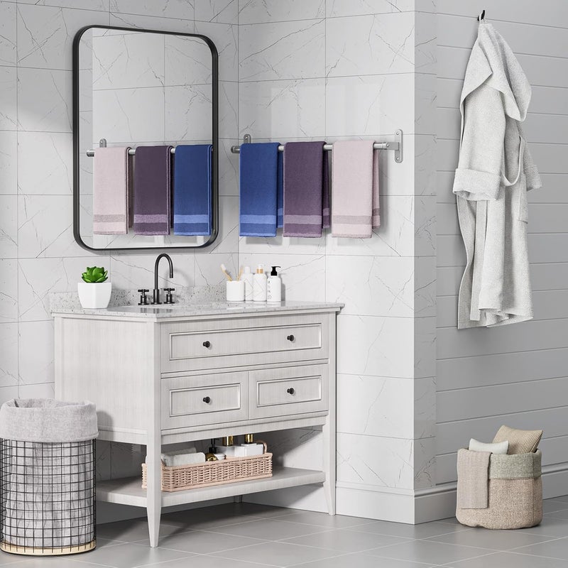 Powools Towel Rack for Bathroom - 24" Rustproof Towel Holder, Sturdy Towel Bar Wall Mounted, Space-Saving Towel Hanger, Bathroom Accessories, Home Decor, Apparment Essentials, Bright Silver - Image 5